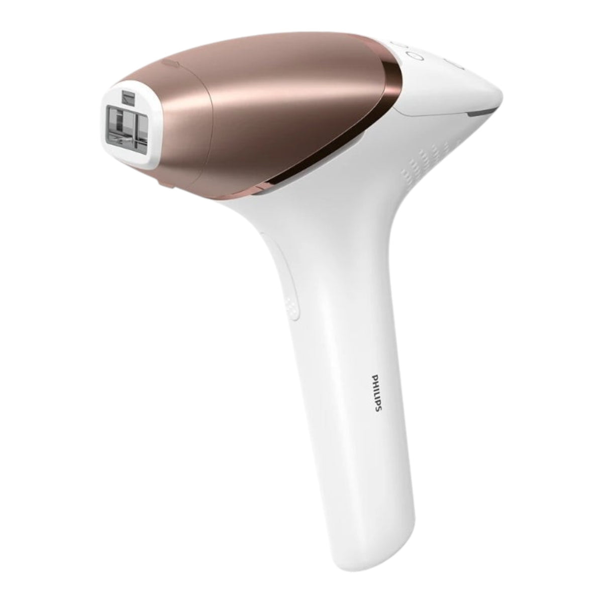 Taghareed Philips Lumea IPL 9000 Series BRI955/60 hair removal device with rose gold accents and white body.