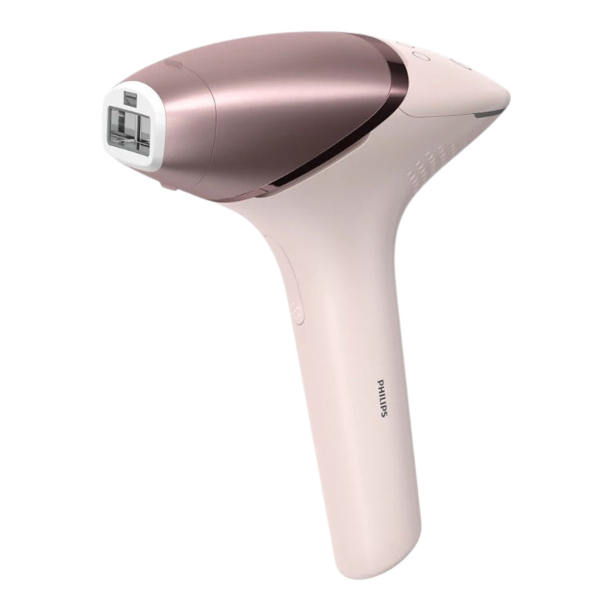 Taghareed Philips Lumea IPL 9000 Series BRI958/60 IPL hair removal device in rose gold and white with 5 energy levels.