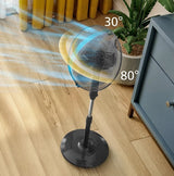 Taghareed Philips Series 600 pedestal fan with 80° oscillation and 30° tilt, 3 speeds, 45W, quiet operation.
