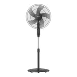 Taghareed Philips Series 600 pedestal fan with 3 speeds, oscillation, and adjustable height in black.