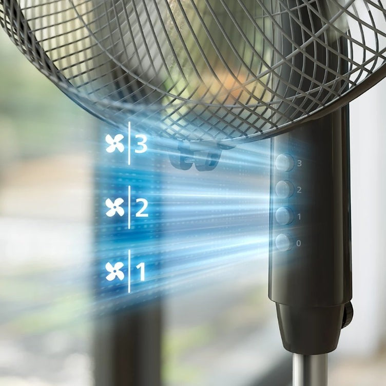 Taghareed Philips Series 600 pedestal fan with 3 speed settings and oscillating head for powerful cooling.