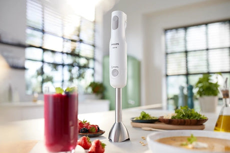 Taghareed Philips Daily Collection ProMix hand blender with 650W motor, stainless steel shaft, and anti-splash design.