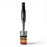 Taghareed Philips Viva Collection ProMix hand blender with 800W motor, SpeedTouch control, and anti-splash guard, shown with fruit in a beaker.