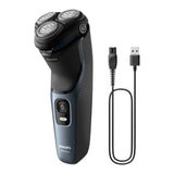 Taghareed Philips Shaver Series 3000 S3144/00, a cordless electric shaver with 5D Pivot & Flex heads, Wet & Dry use, and a pop-up trimmer.