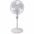 Taghareed Sona 16" white and blue stand fan with adjustable height and oscillating head for powerful cooling.