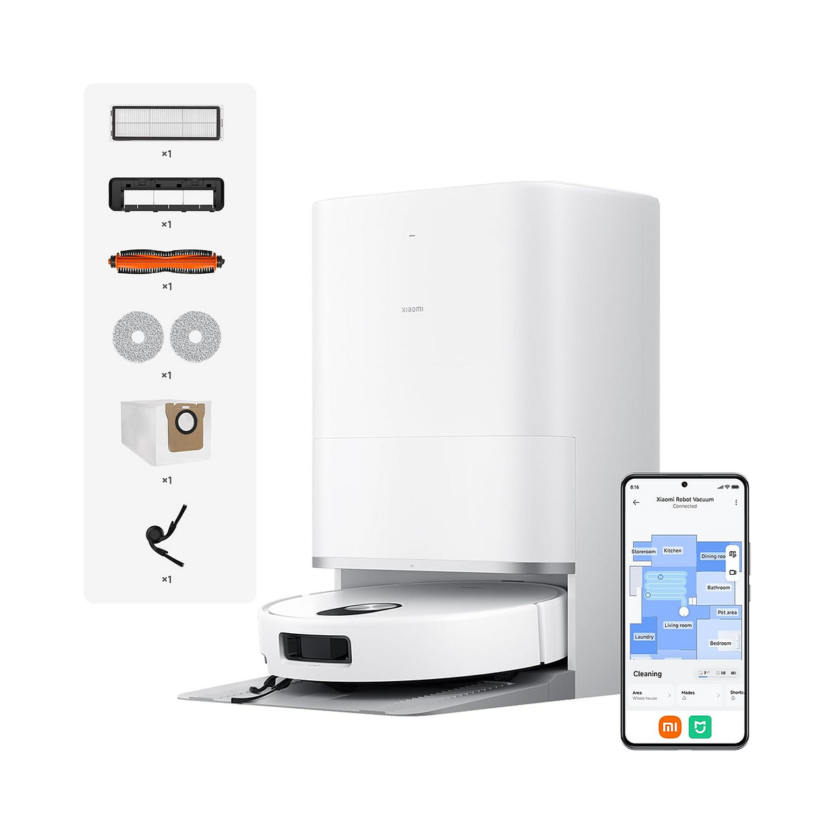Xiaomi Robot Vacuum 5 Pro – 20,000Pa Suction, AI Obstacle Avoidance & Self-Cleaning Station